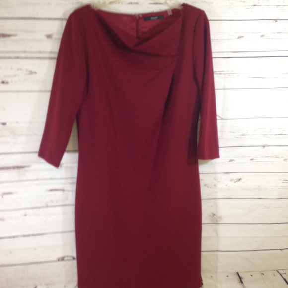 Tahari Dresses & Skirts - SOLD ~ Tahari Maroon Sleeve Sheath Dress Size 10